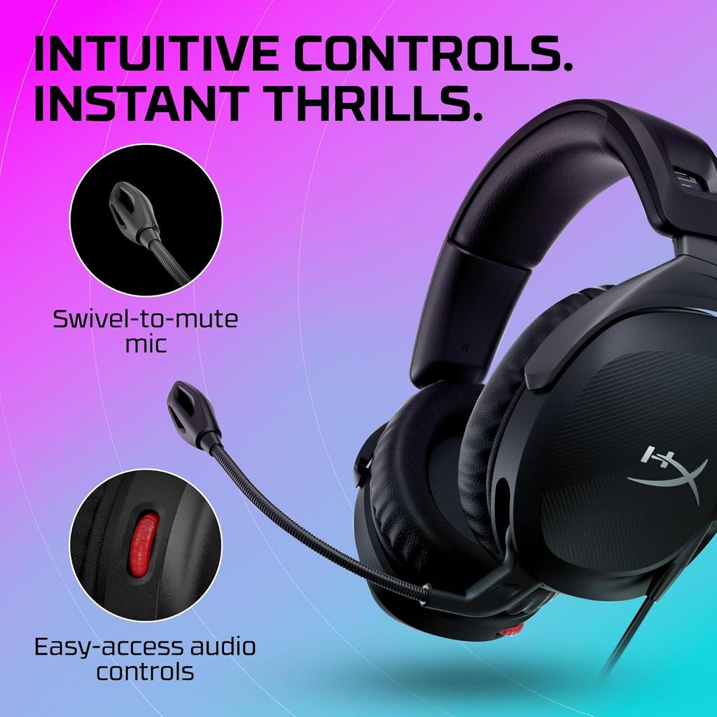 HyperX Cloud Stinger 2 Gaming Headset DTS Headphone Lightweight Over-Ear Headset with mic Swivel-to-Mute Function 50mm Drivers PC Compatible