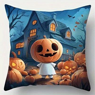Spooky And Adorable Halloween Pillowcases: Cat, Ghost, Pumpkin Designs! Sofa Cushion Cover Holiday Party Decoration Gift