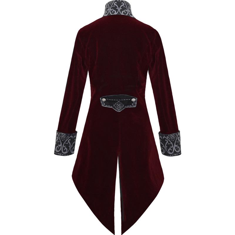 Men's Medieval Retro Christmas Tuxedo Coat - Mid-Length Punk Style