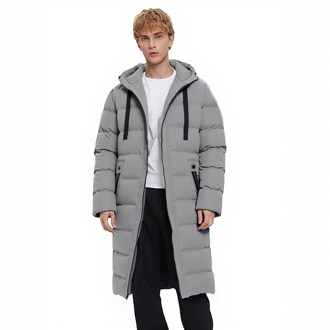 

Новая мужская хлопковая куртка средней длины с капюшоном простого однотонного цвета L синий