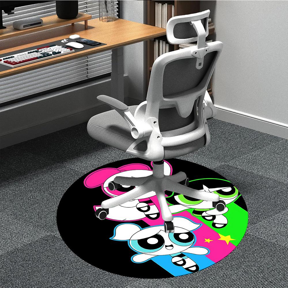 

1pc Powerpuff Girls Office Round Area Rug, Under Office Chairs Bedroom Living Room Home Decor a1022209 80cm by 80cm
