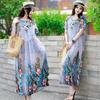 Summer Women's Plus Size Dress Loose Round Neck Floral Dress Soft Skin-friendly Breathable Long Dress