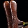 Black Gold Sandalwood Double-Sided Fine Tooth Hair Comb - Carved Moon Design, Ideal As a Holiday Gift
