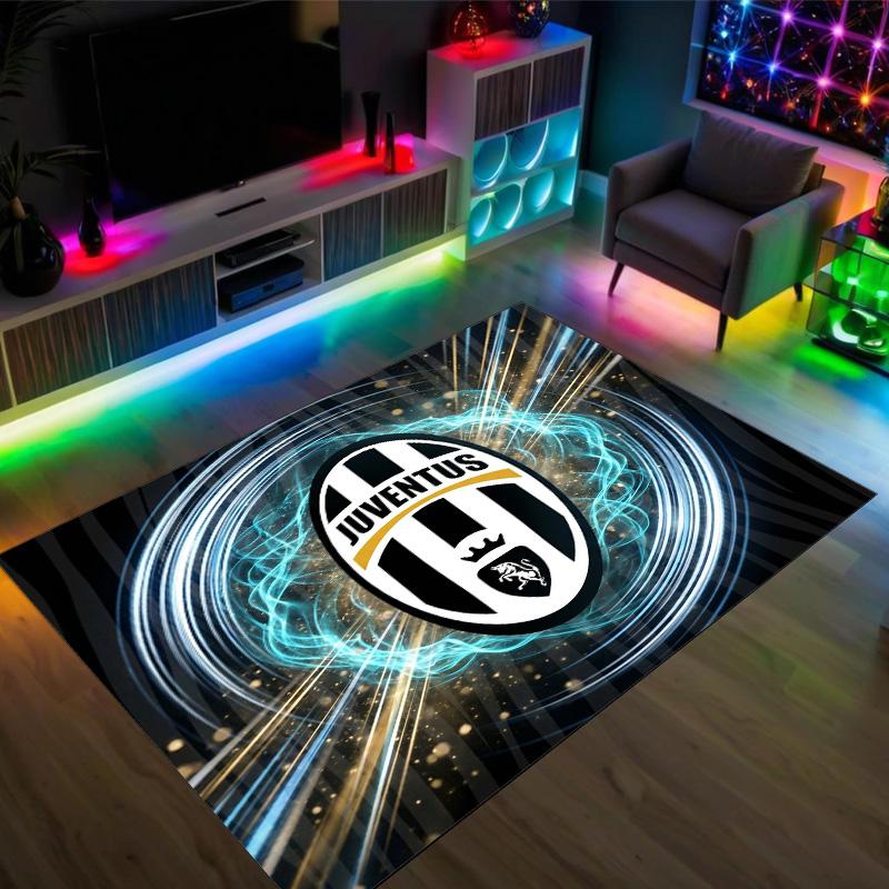 Tappeto in Velluto di Cristallo Design Juventus FC Accogliente Non?Tappeto Stampato Antiscivolo per Camera da Letto Soggiorno Ingresso