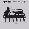 X Neko Design Wall Hanger with Two 6 Key Hooks A-ITEM Cats, Hooks, Wall-Mounted Storage, (Black)
