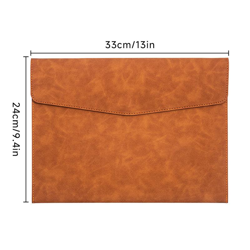 A4 Double Layer Leather Document Briefcase with Custom Logo