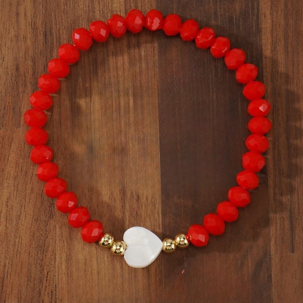 Handmade Red Shell Heart-shaped Bead Bracelet, A Luxurious and Prosperous Valentine's Day Gift with Extraordinary Significance, Suitable