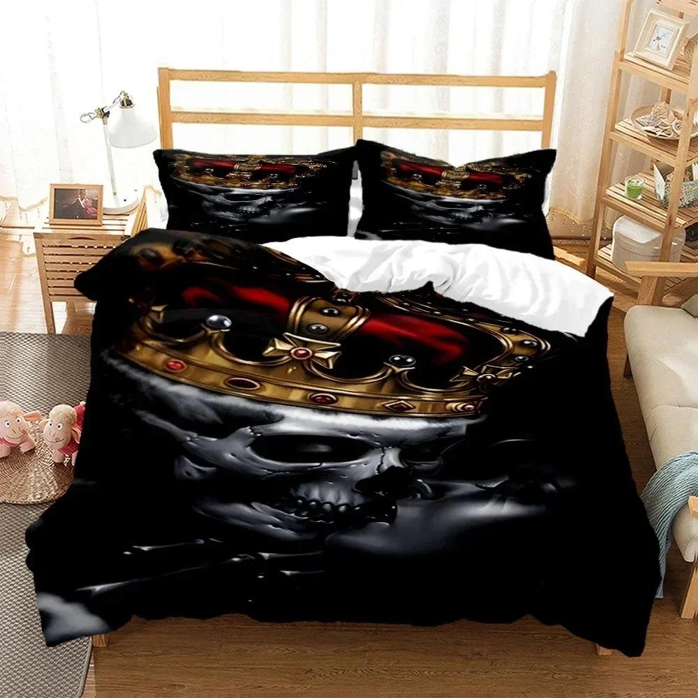 Mysteriöse Schwarze Skelett Digitaldruck Polyester Bettwäsche-Sets Kind Kinder Bezüge Jungen Bettwäsche-Set für Teenager Bettlaken-Set