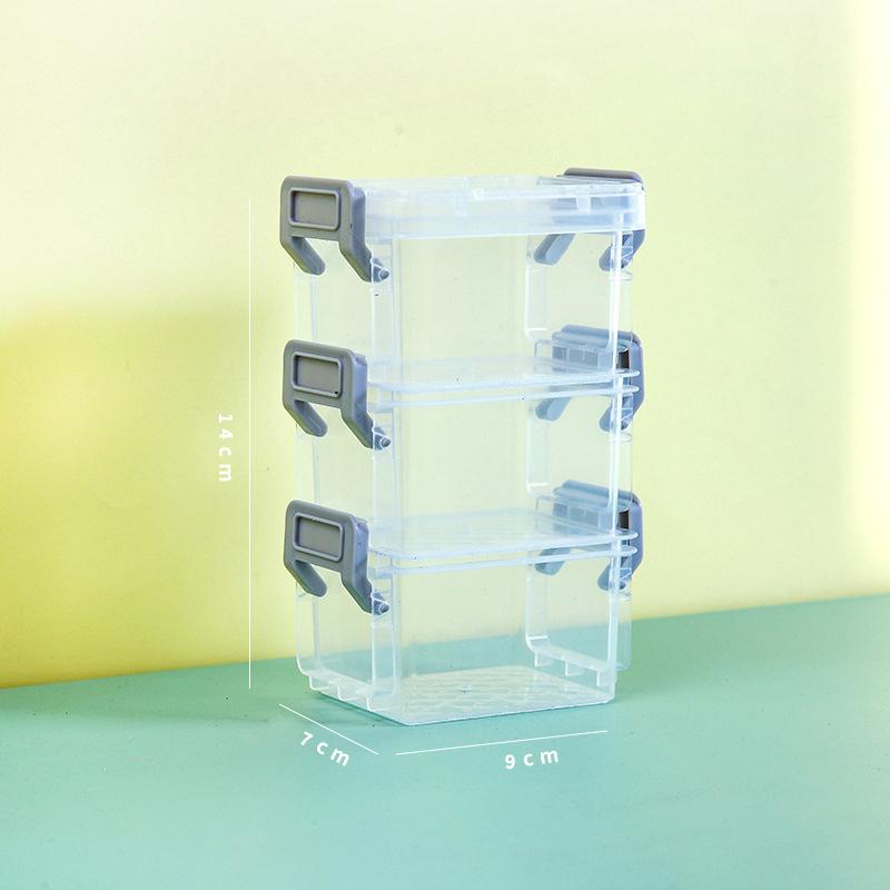 3-Layer Transparent Magic Buckle Storage Box Finishing Box Desktop Sundries Portable Storage Box Jewelry Organizer