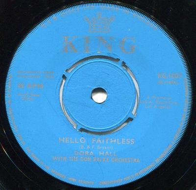 7-inch Plaat DORA HALL THE DON RALKE ORCHESTRA Hello Faithless KG1003 KING 1964 VK Pop Gebruikt