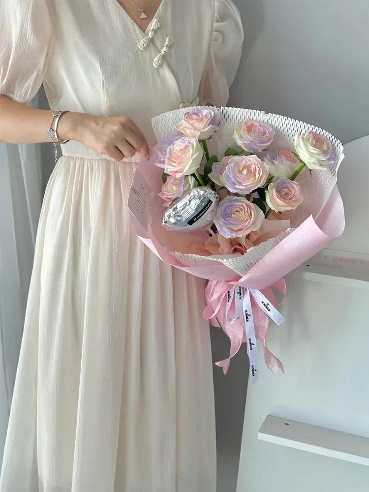 53cmX6yards Love God 3D Lace Art Paper Flower Bouquet Colorful Printed Floral Page Handmade Floral Gift Packaging Material Cover