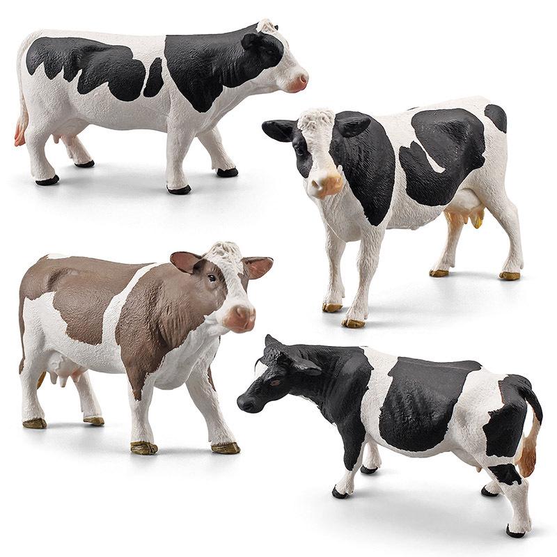 Realistic Cow Model Set: Black & White Cow, Yellow Spotted Cow, Simmental Cow Ornaments