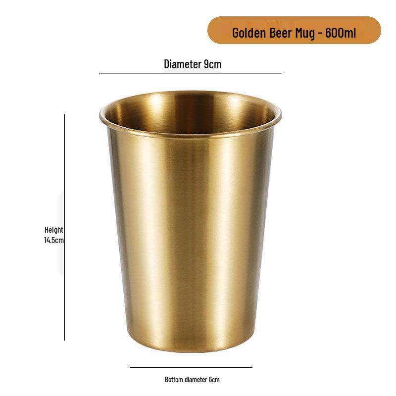 Gold 304 Stainless Steel Beer Mug - Single Layer, Stackable Outdoor Cup for Cold Drinks
