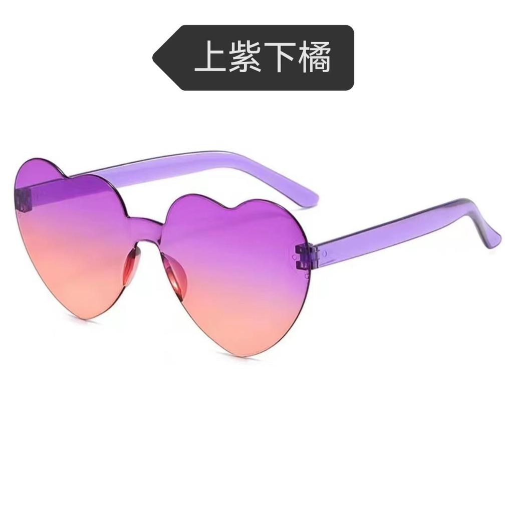 Peach Heart Sunglasses Love Glasses Trend Frameless One-Piece Marine Film Dazzling Color Sunglasses