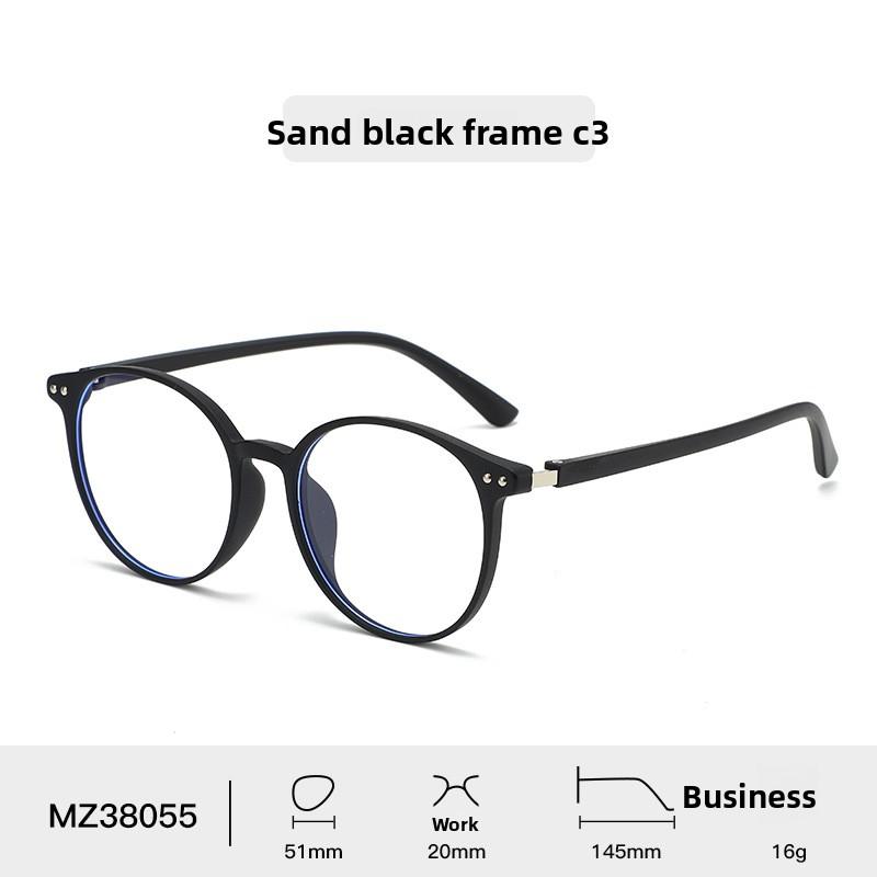 51mm Ultra-light retro Black Round TR90 Anti-blue Light Myopia Glasses  Reading Eyeglasses +1.00 Anti blue light 0