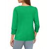 Women's Fashion Casual 3/4 Sleeve Solid Color Shirt Women's V-Neck Tops