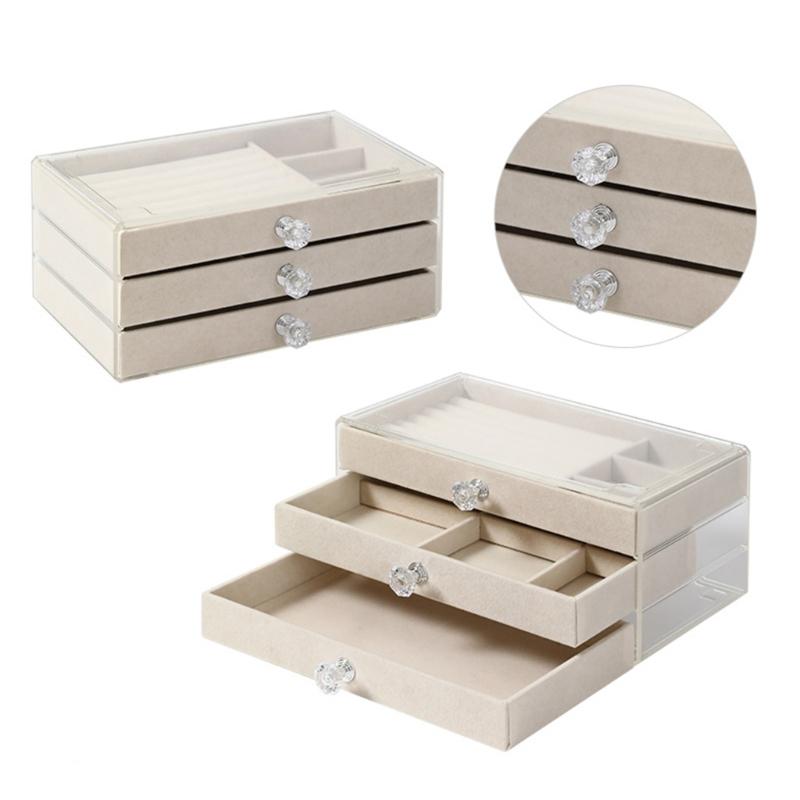 Mehrstöckiger Schmuckständer Schmuckhalter Schmuckaufbewahrungsbox Klarer Schubladen-Organizer für Halsketten/Ohrringe