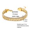 Trend Personality Stainless Steel Gold Color Shining Brightly Double-row Zircon Inlay Adjustable Bracelet for Women Jewelry Gift