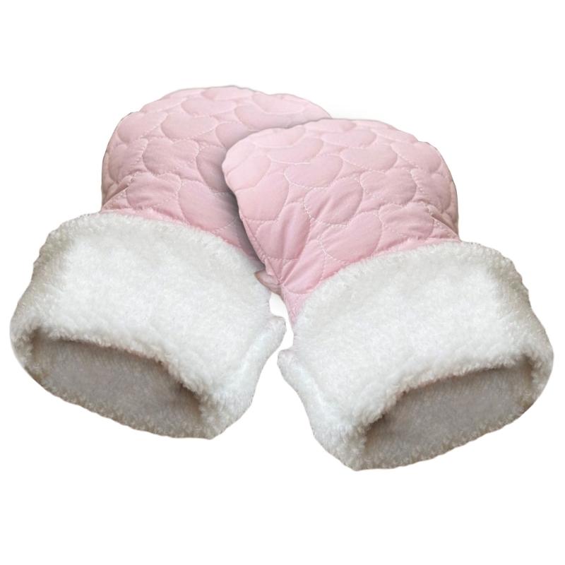 

1 Pair Cosy Infant Strollers Mittens Keep Hands Warm In Winter Comfortable Fleece Lining Hand Muffs for Outdoor Activity рожевий