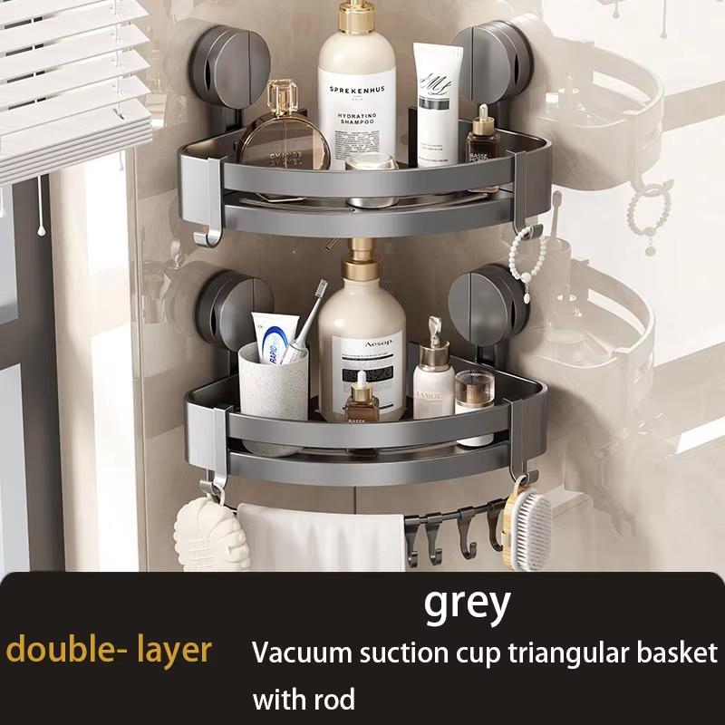 Bathroom Suction Cup Type Storage Rack Without Punching Tripod Rack Toilet  Wall Corner Wall Hanging Storage Shelf