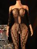 Women'S See Through Sexy Lingerie Off Shoulder Hollow Out Bodysuit Sexy Open Crotch Stripe Jumpsuit Night Club Party Lingerie