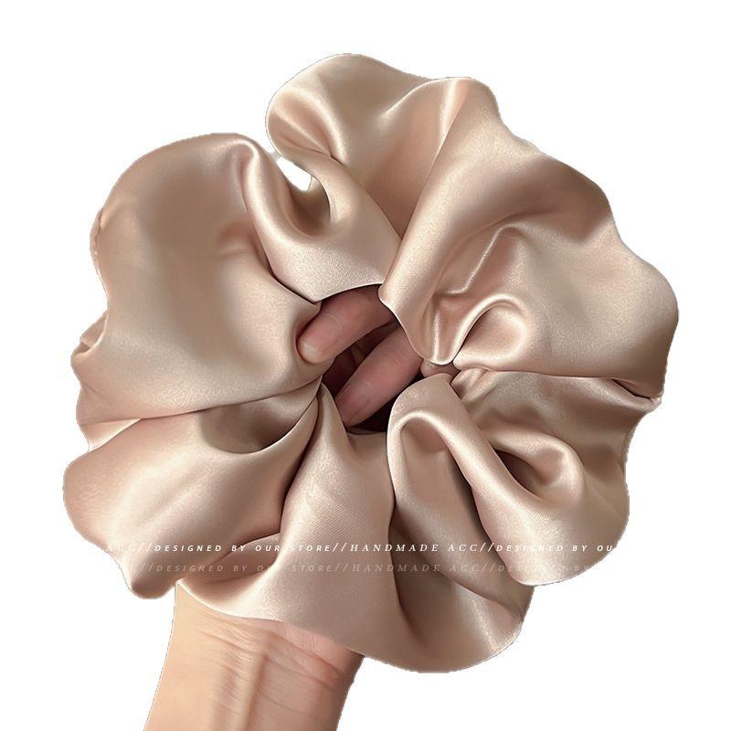 1Pc New Cream Glossy Pleated Large Intestine Hair Band Back Head Hair Rope Atmosphere Gentle Versatile Hair Accessories Women