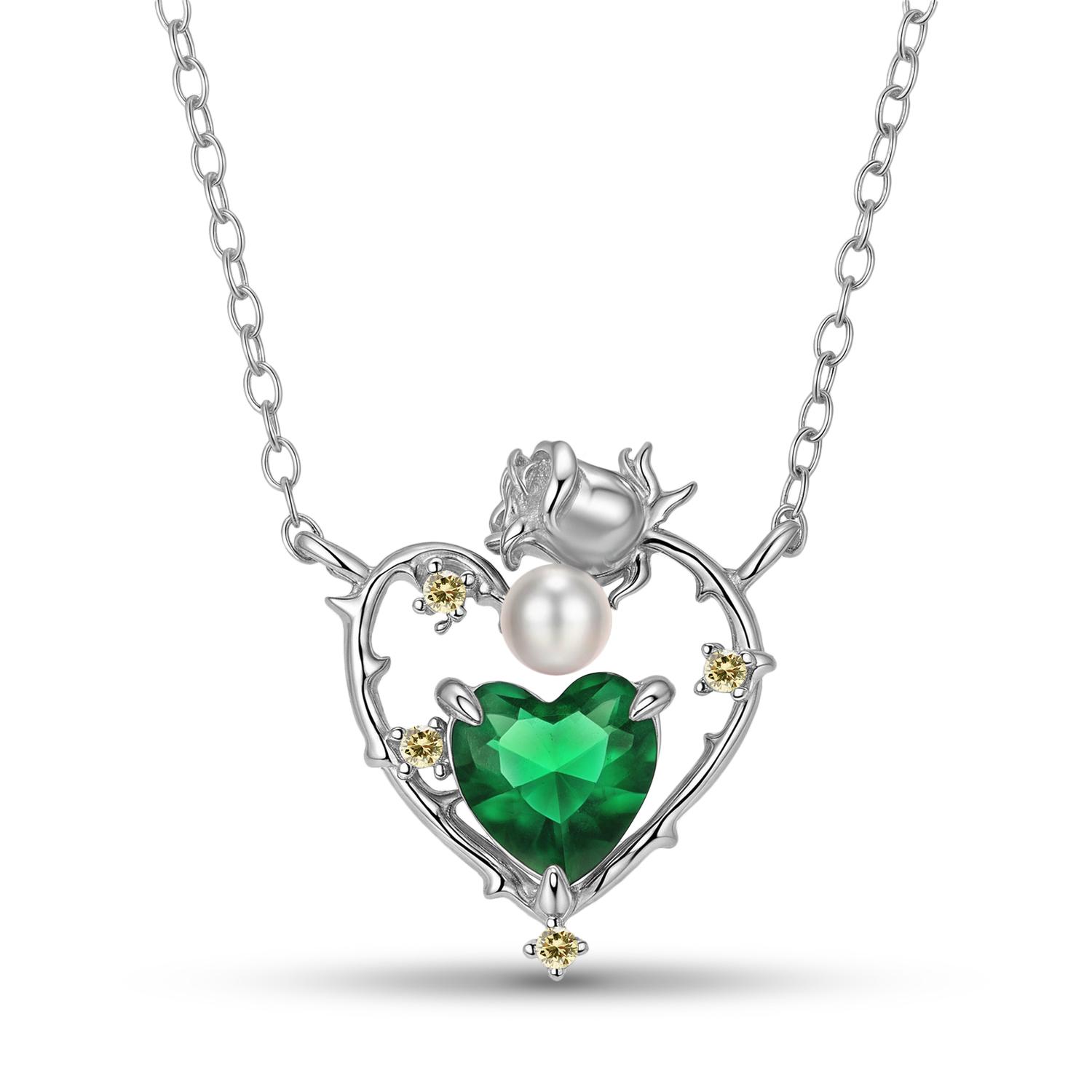 

Heart of Rose Love Necklace Pendant with Zirconia Authentic 925 Sterling Silver for Women Heart Necklace Jewelry Dropshipping