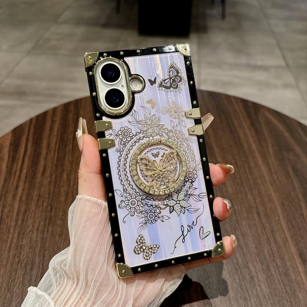 For iPhone 17 Cases Rhinestone Decor Butterfly Pattern TPU + PC Phone Cover