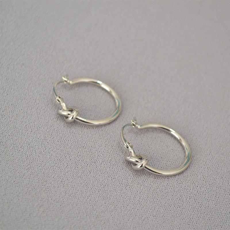 Celi Minimalist French Handmade Gold-Plated Brass Knotted Hoop Earrings for Women