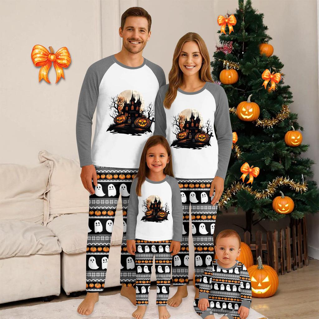 Halloween Day Prints Family Matching Long Sleeve Tops+Pants Set Family Matching Sets