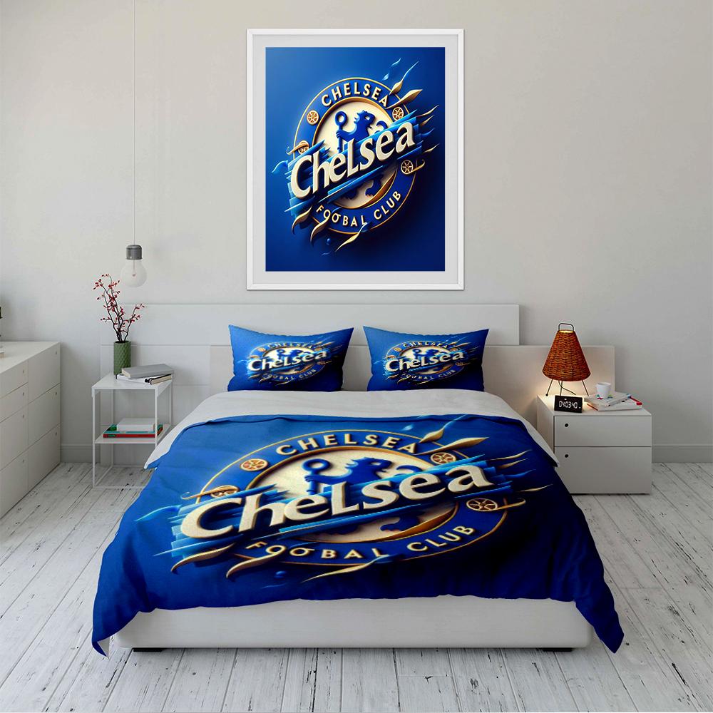 Blue Chelsea Football Bedding Set Bedding Duvet Cover Set Duvet Cover Pillowcases Home Decor (1 * Duvet Cover 2 * Pillowcases, without duvet insert)