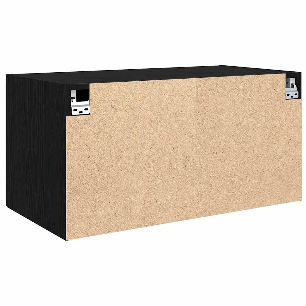 Wall Mounted Cabinet Black Oak Effect 80 X 42.5 X 40 Cm