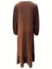 2024 Women's Long-Sleeve Vintage Ruffle Hem Dress - Spring/Autumn Fashion