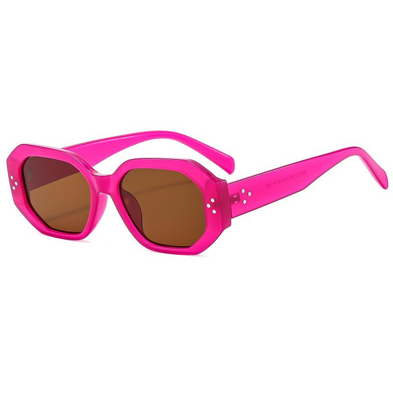 2024 Trendy Unisex Polygon Sunglasses: Fashionable Studded Sun Protection for Beach Vacations