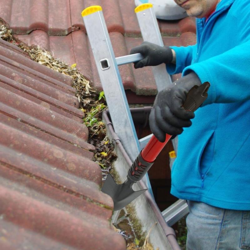 Universal Gutter Cleaner Kit 1.7M Poles With Interchangeable Head Plastic Metal Construction For Leaves Debris Clearance