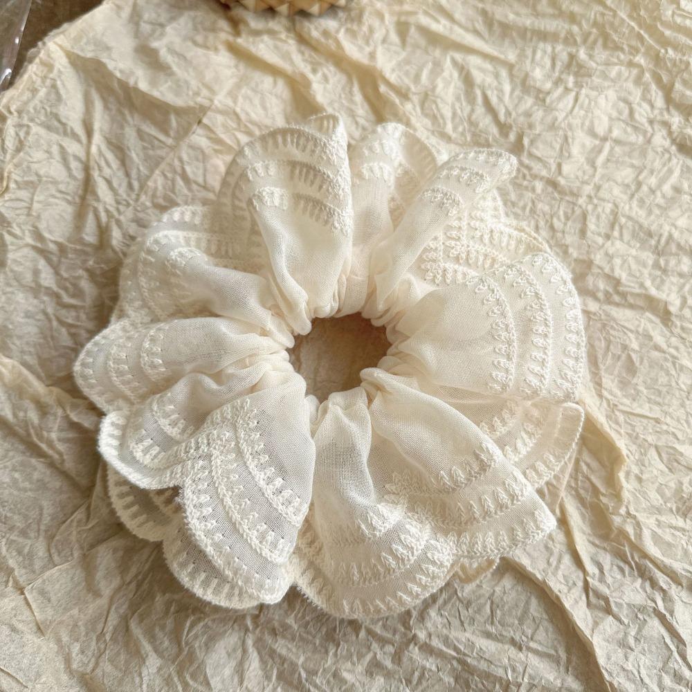 Solid Color Hair Scrunchies French Lace Rubber Bands Fashion Elastic Hair Bands  Women