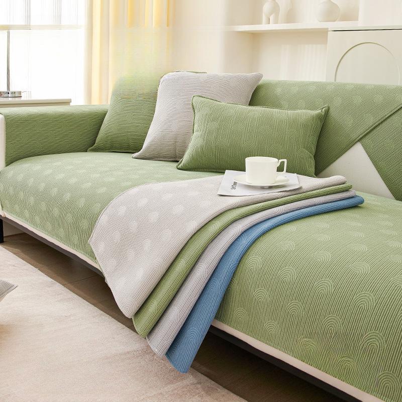 Chenille Rainbow Pattern Sofa Cushion Four Seasons Universal Sofa Cover Cover Solid Color Simple Modern Cushion Sofa Cover Cloth