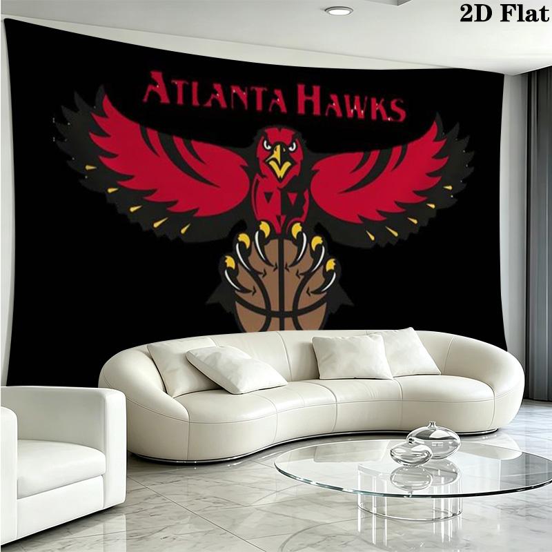 Atlanta Hawks Logo Wall Tapestry Aesthetic Wall Hanging Printed Fabric Blanket Decorative Tapestries for Bedroom Living Room Home Decor
