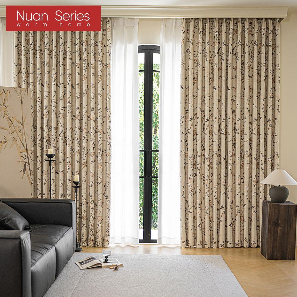 1PC Nuan Series Rural Style Retro Thick Curtains High-precision Printed Blackout Curtains for Bedroom Living Room Window for Home Decor