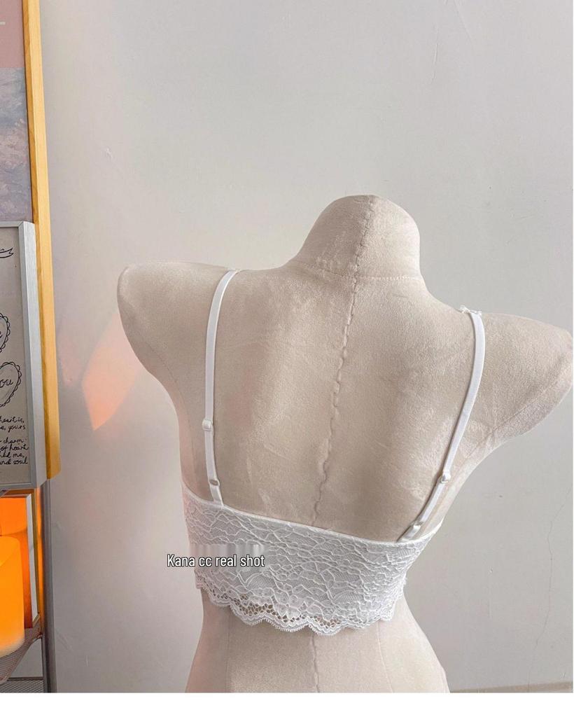 Elegant Lace Wireless Padded Bra – Chic French Vest Style