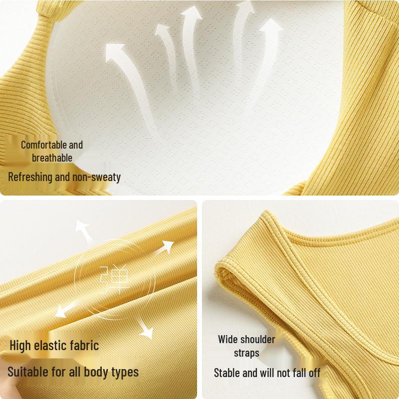Women's Summer Sling Tank Top with Integrated Padded Bra, Thin Style, Anti-Auxiliary Breast Bandeau.