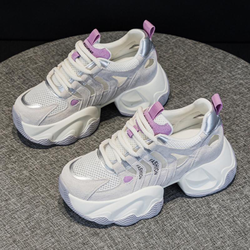 Inner Height Increase Leather Dad Shoes Women's Summer New Versatile Korean Version Thick-soled Muffin