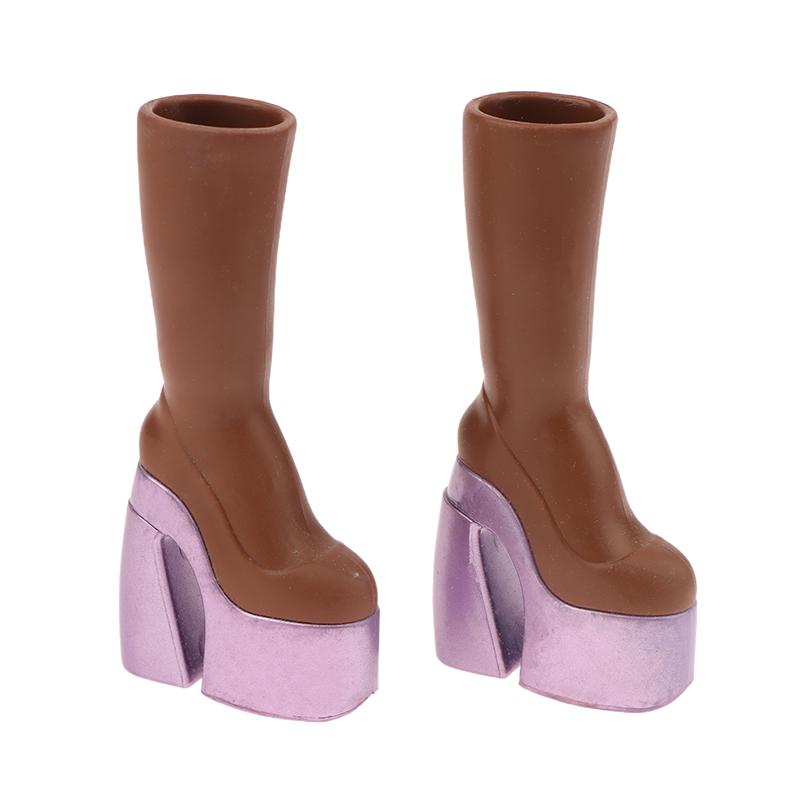 Mini Poupée Simulation Bottes à Talons Hauts Accessoires d'Habillage de Poupée Décoration Vêtements de Maison de Poupée Pour Filles Jouets de Jeu de Rôle
