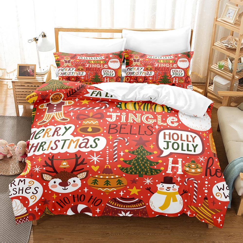 Christmas 3D Digital Printing Three-Piece Set, Christmas Letter Making Bedding Kit