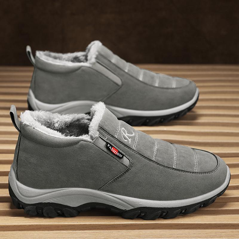 Winter Fur Warm Men's Walking Shoes Comfortable Casual Trekking Sneakers Outdoor Non-slip Hiking Shoes Men Footwear