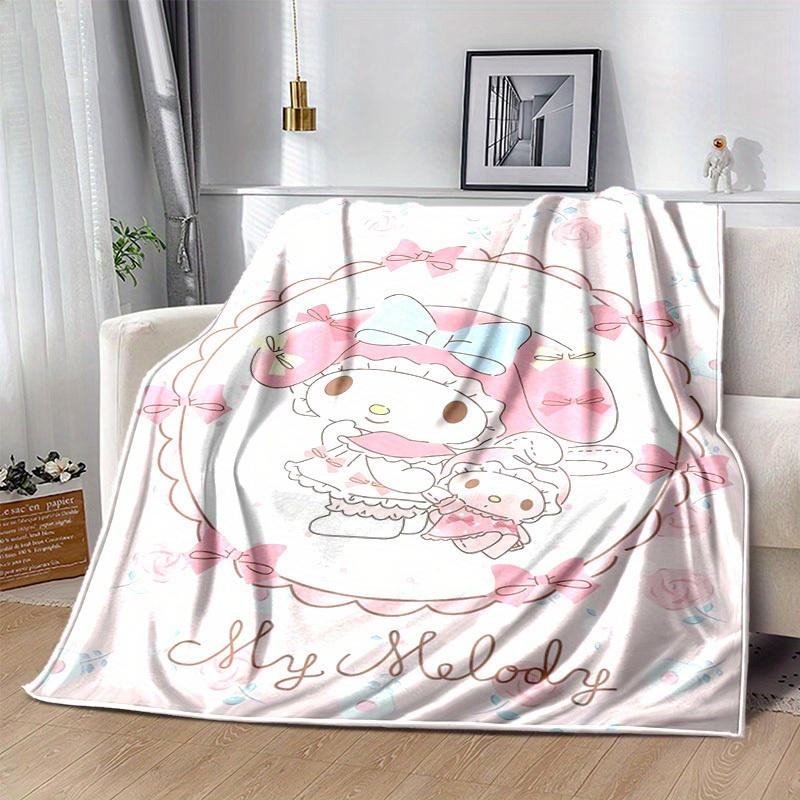 1pc,Sanrio My Melody Home Decor Flannel Blanket: Perfect Gift for Bedroom, Living Room, Travel, Camping, Car, Beach, Office Naps, Ideal Sofa Throw, Ou