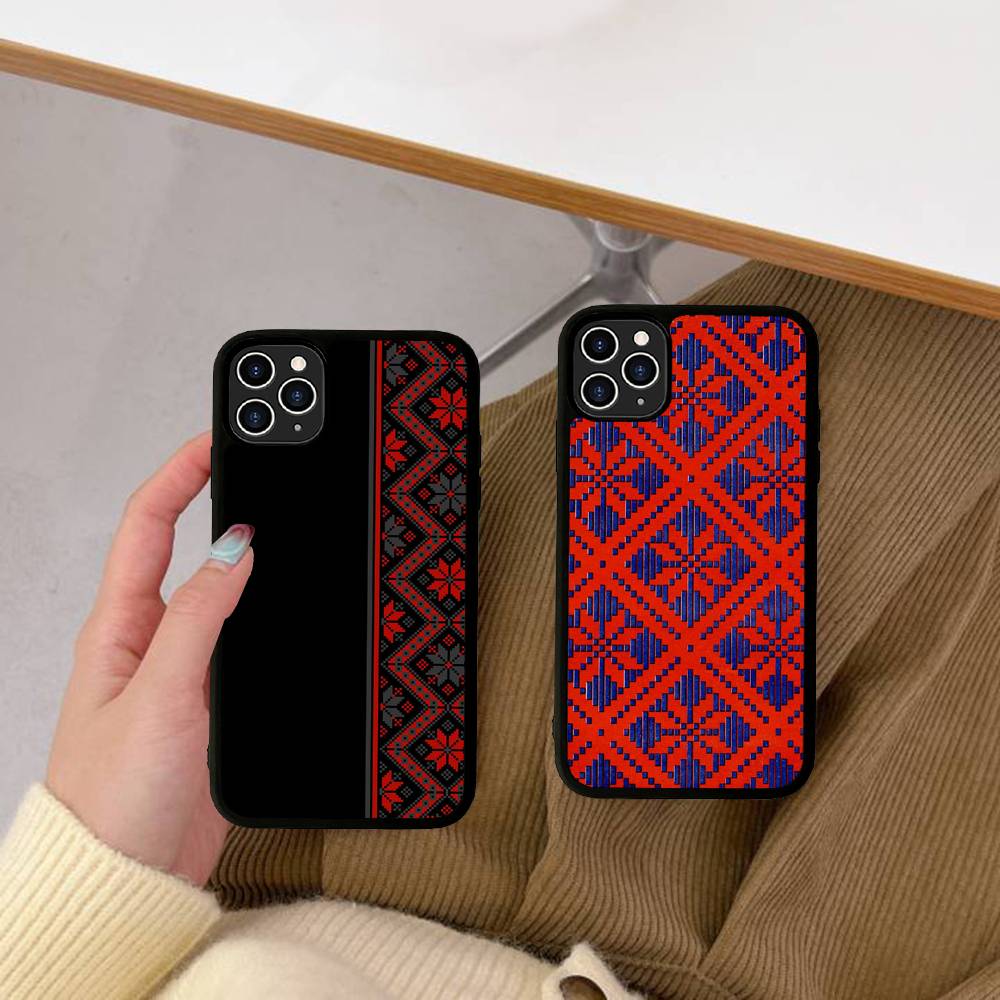 U-Ukraine Ornament Pattern Phone Case Silicone PC+TPU For For IPhone 11 12 13 14 15 16 Plus Pro Max Cover