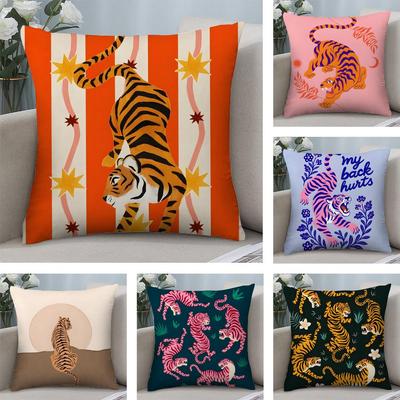 Tierstil Tiger Mode Kissenbezug Plüschstoff Weich Zweiseitig Bedruckt Sofa Warm Winter Zuhause Kindergeschenk Kissenhülle
