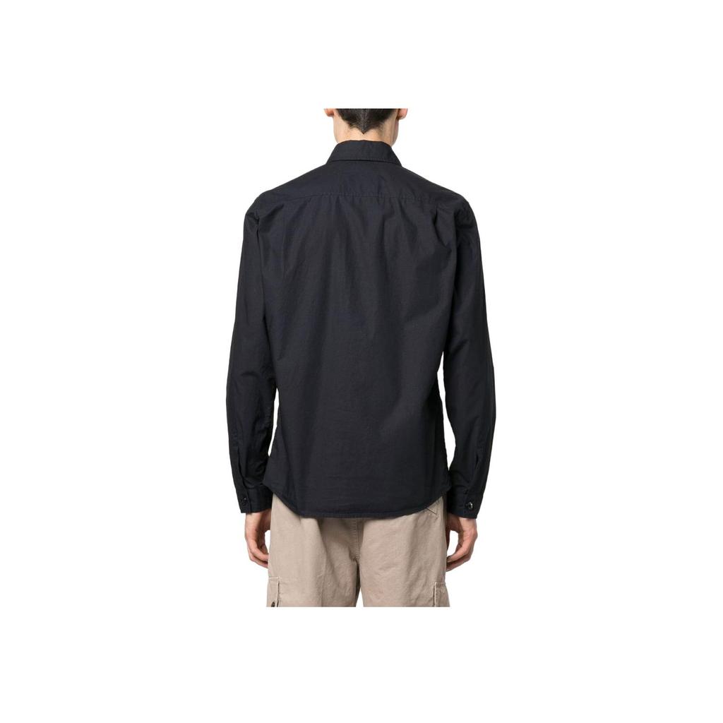 STONE ISLAND SS23 Ice Silk Cool Feeling Digital Print Pointed Collar Casual Solid Color Long Sleeve Shirt Men Shirts Navy-Blue 781512205V0020
