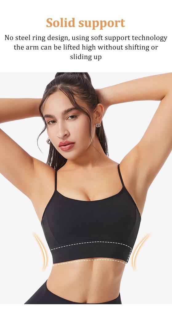 Women's Wireless Strappy Sports Bra - Seamless Shockproof Design for Running & Fitness